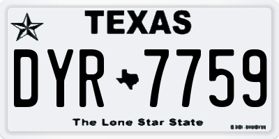 TX license plate DYR7759