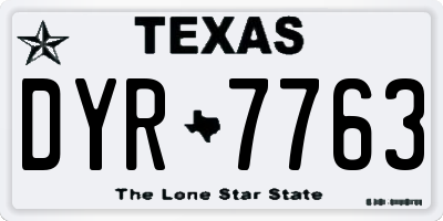TX license plate DYR7763