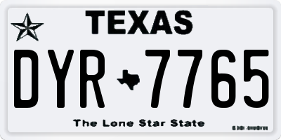 TX license plate DYR7765
