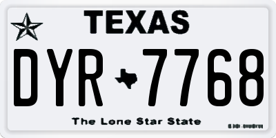 TX license plate DYR7768