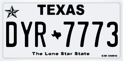 TX license plate DYR7773
