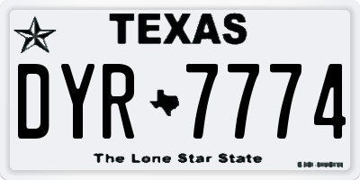 TX license plate DYR7774