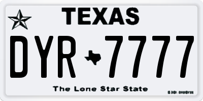 TX license plate DYR7777