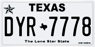 TX license plate DYR7778