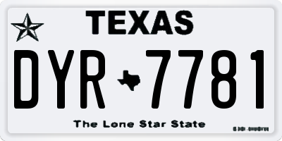 TX license plate DYR7781