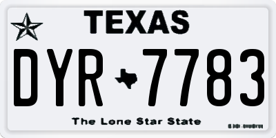 TX license plate DYR7783