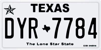 TX license plate DYR7784