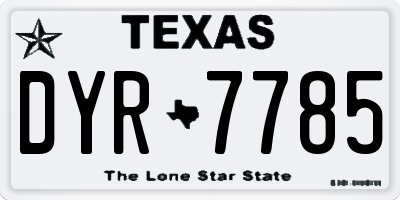 TX license plate DYR7785