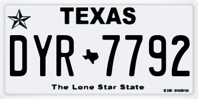 TX license plate DYR7792