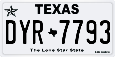 TX license plate DYR7793