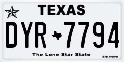 TX license plate DYR7794