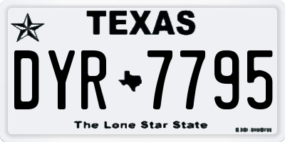TX license plate DYR7795