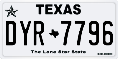 TX license plate DYR7796