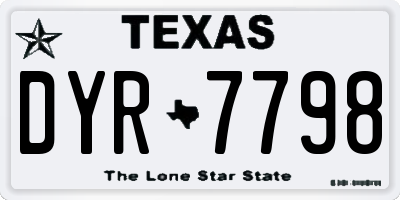 TX license plate DYR7798