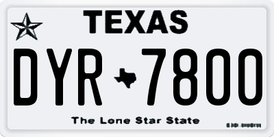 TX license plate DYR7800