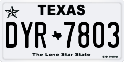 TX license plate DYR7803