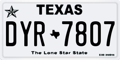 TX license plate DYR7807