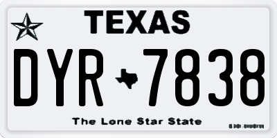 TX license plate DYR7838