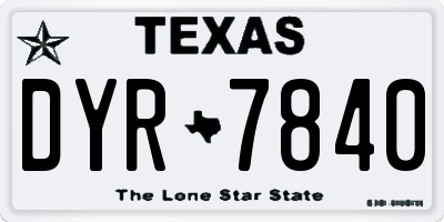TX license plate DYR7840