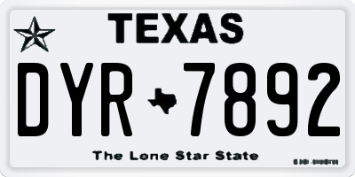 TX license plate DYR7892