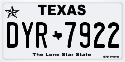 TX license plate DYR7922
