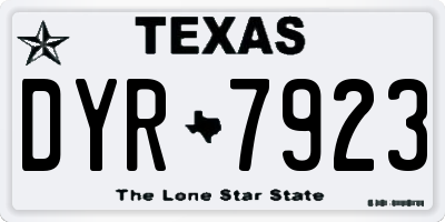 TX license plate DYR7923
