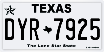 TX license plate DYR7925