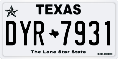 TX license plate DYR7931