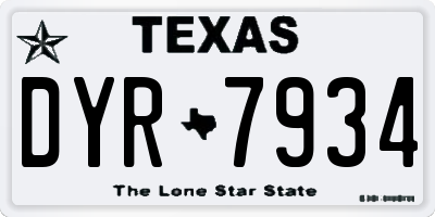 TX license plate DYR7934