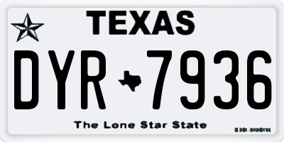 TX license plate DYR7936