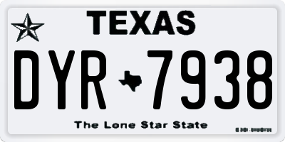 TX license plate DYR7938