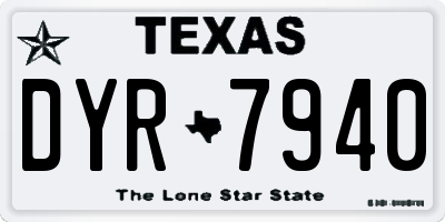 TX license plate DYR7940