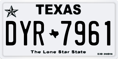 TX license plate DYR7961