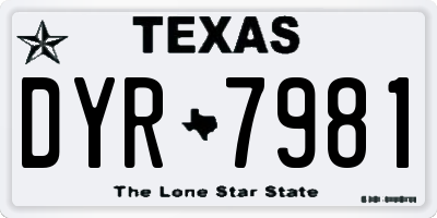 TX license plate DYR7981