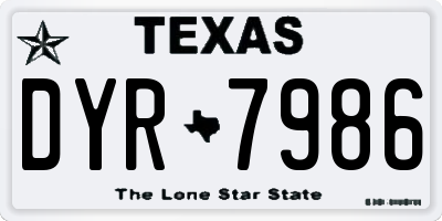 TX license plate DYR7986