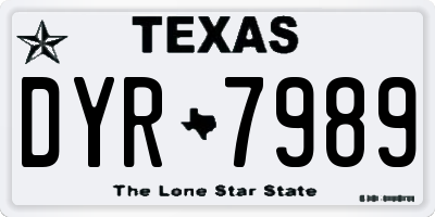 TX license plate DYR7989