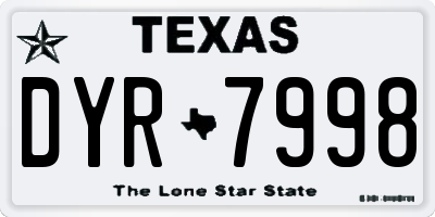 TX license plate DYR7998