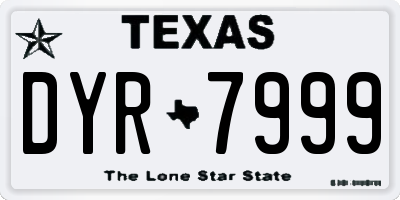 TX license plate DYR7999