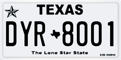 TX license plate DYR8001