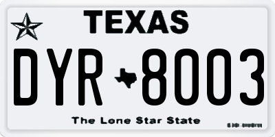 TX license plate DYR8003