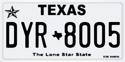 TX license plate DYR8005