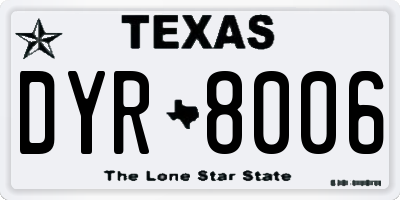 TX license plate DYR8006