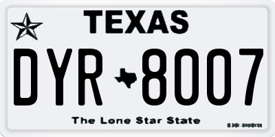 TX license plate DYR8007