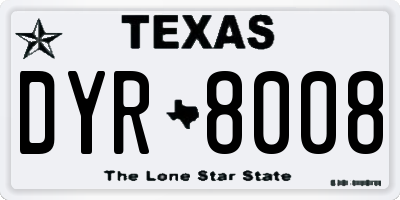 TX license plate DYR8008