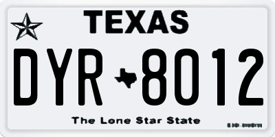 TX license plate DYR8012
