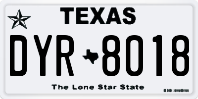 TX license plate DYR8018
