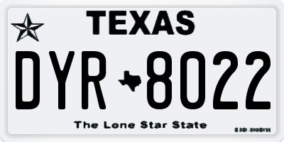 TX license plate DYR8022
