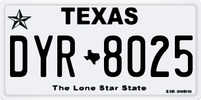 TX license plate DYR8025