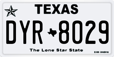 TX license plate DYR8029