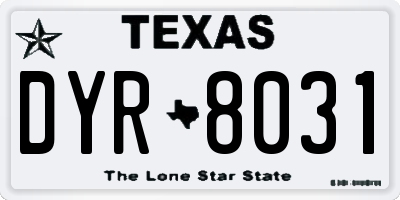 TX license plate DYR8031